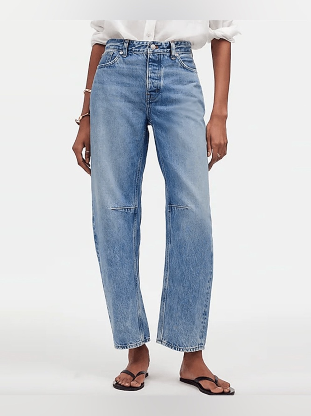 Madewell The Petite Darted Barrel-Leg Jeans, Dobbins Wash, Size 26P